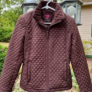 Gallery brand chocolate brown quilted jacket, adjustable sides, zip pockets
